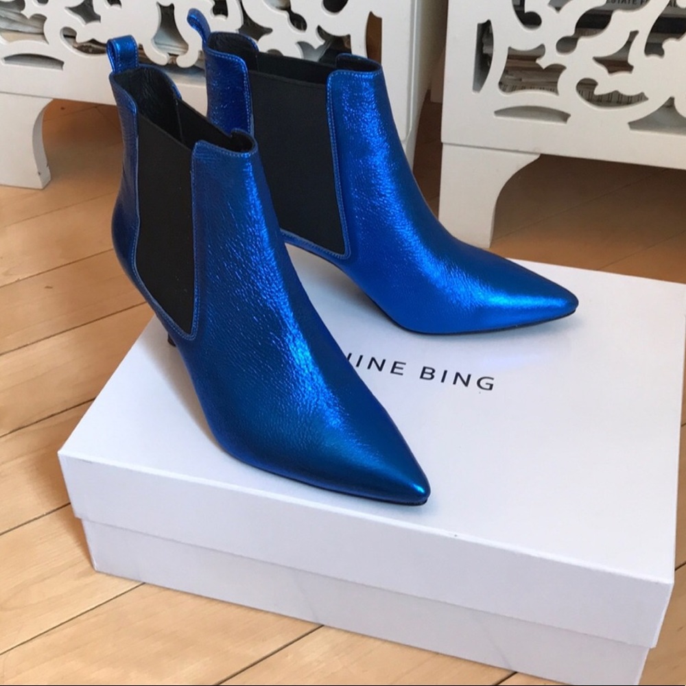 Anine Bing Metallic blue booties